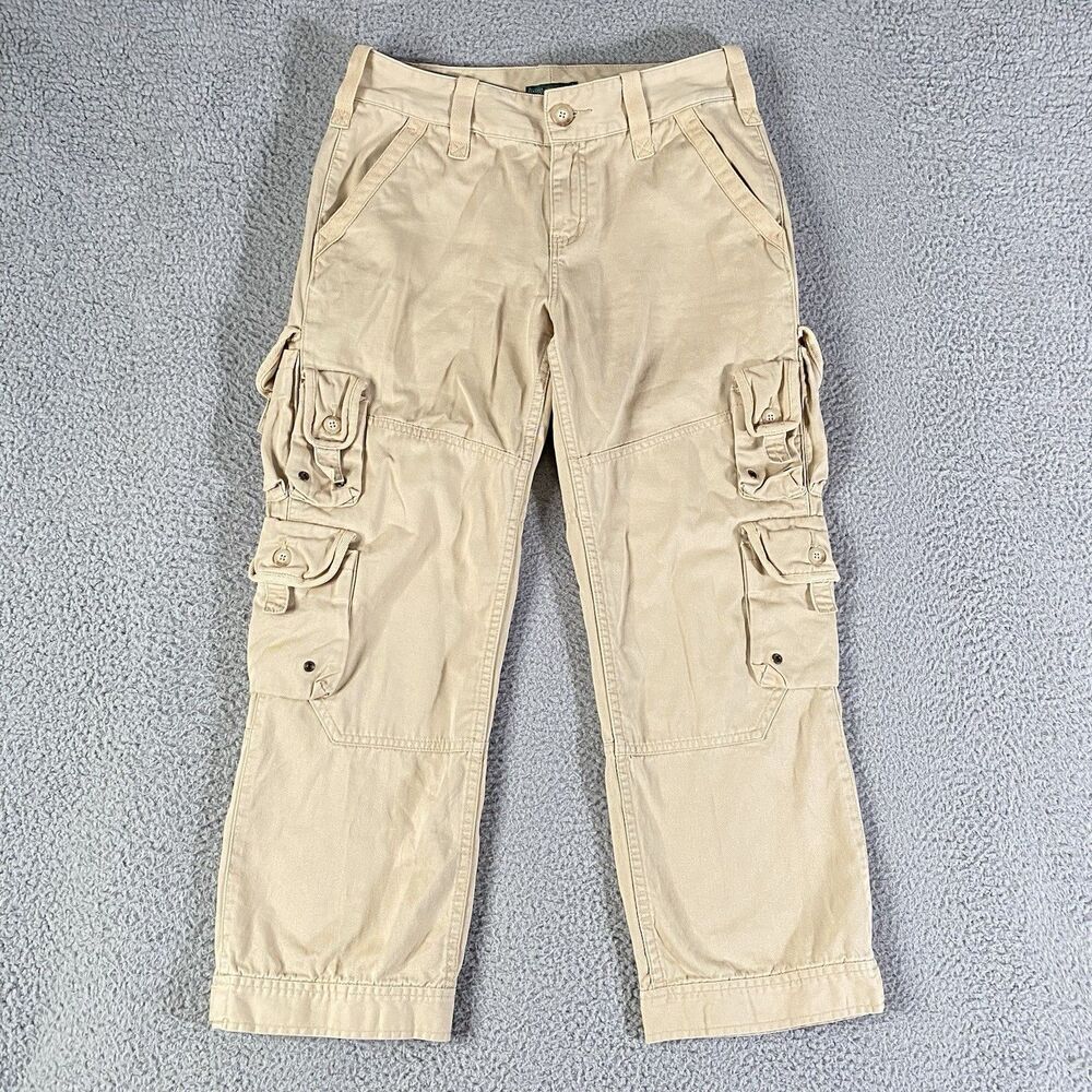 Vintage Lauren Jeans Company Cargo Pants Womens 4 (30x25) Beige Ralph Lauren Y2K